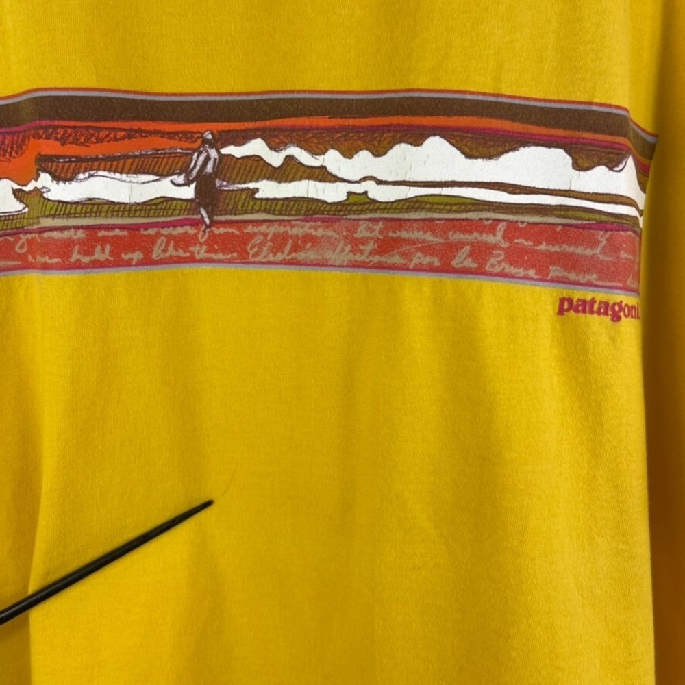 Vintage Patagonia Beneficial T-Shirt‎ XL Yellow Surf Ocean Graphic 90s Spellout - Picture 2 of 14